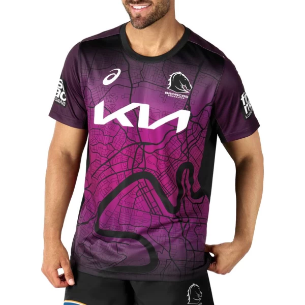 Brisbane Broncos 2024 Mens Black Training Tee