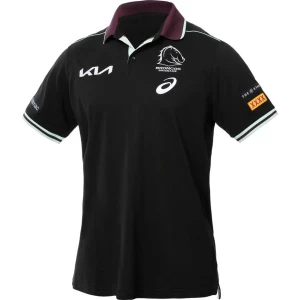 Brisbane Broncos 2025 Mens Black Training Polo