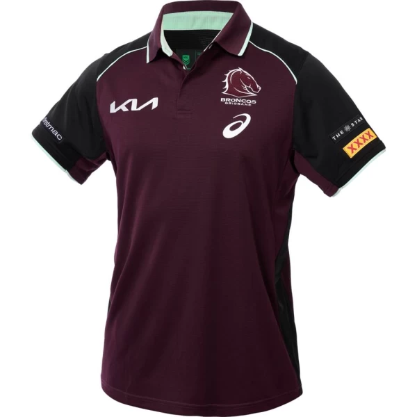 Brisbane Broncos 2025 Mens Maroon Training Polo